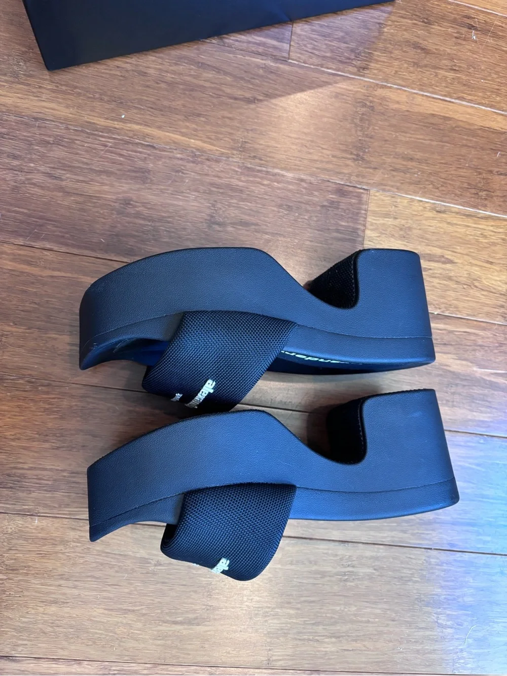 Alexander Wang Black Platform Slide with Logo Strap